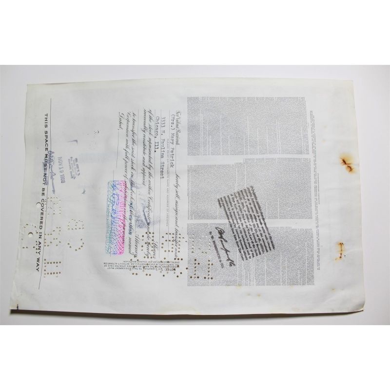 1959 Studebaker-Packard Corporation Stock Certificate 50 Shares Y0199159