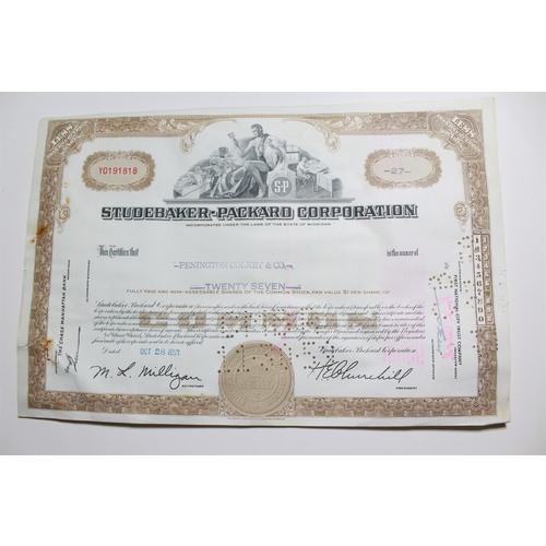 1959 Studebaker-Packard Corporation Stock Certificate 27 Shares Y0191818