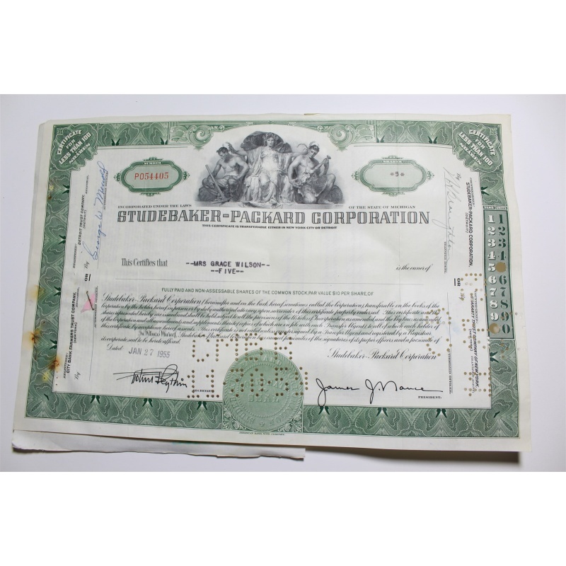 1959 Studebaker-Packard Corporation Stock Certificate 5 Shares P054405