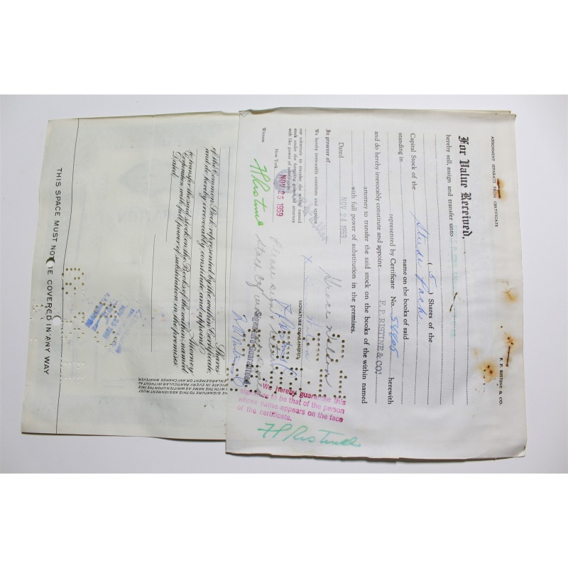 1959 Studebaker-Packard Corporation Stock Certificate 5 Shares P054405