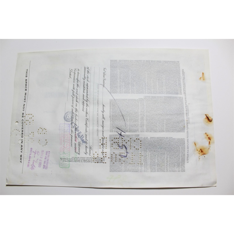 1959 Studebaker-Packard Corporation Stock Certificate 5 Shares Y0201867