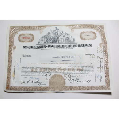 1959 Studebaker-Packard Corporation Stock Certificate 10 Shares Y0200828