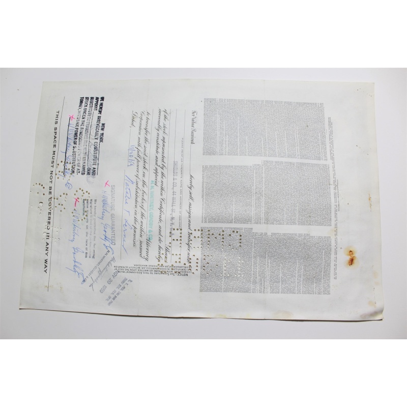 1959 Studebaker-Packard Corporation Stock Certificate 5 Shares Y0187523