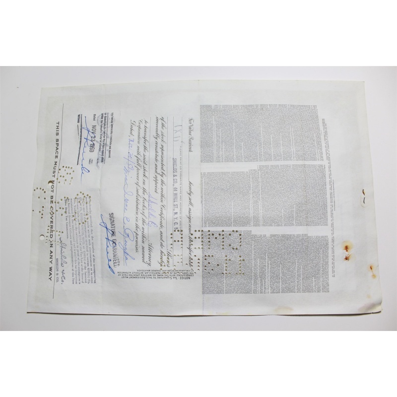 1959 Studebaker-Packard Corporation Stock Certificate 10 Shares Y0151548