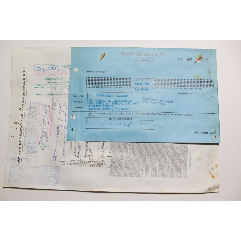 1959 Studebaker-Packard Corporation Stock Certificate 15 Shares Y0183974