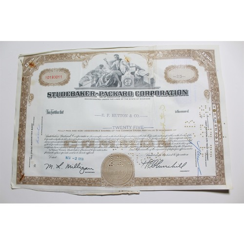 1959 Studebaker-Packard Corporation Stock Certificate 25 Shares Y0193011