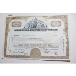 1959 Studebaker-Packard Corporation Stock Certificate 25 Shares Y0197530