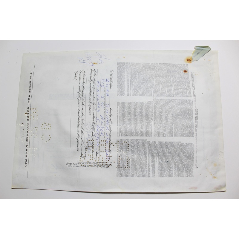 1959 Studebaker-Packard Corporation Stock Certificate 25 Shares Y0197530