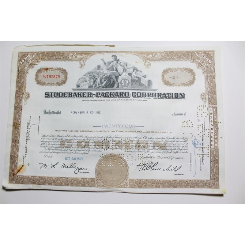 1959 Studebaker-Packard Corporation Stock Certificate 24 Shares Y0192679
