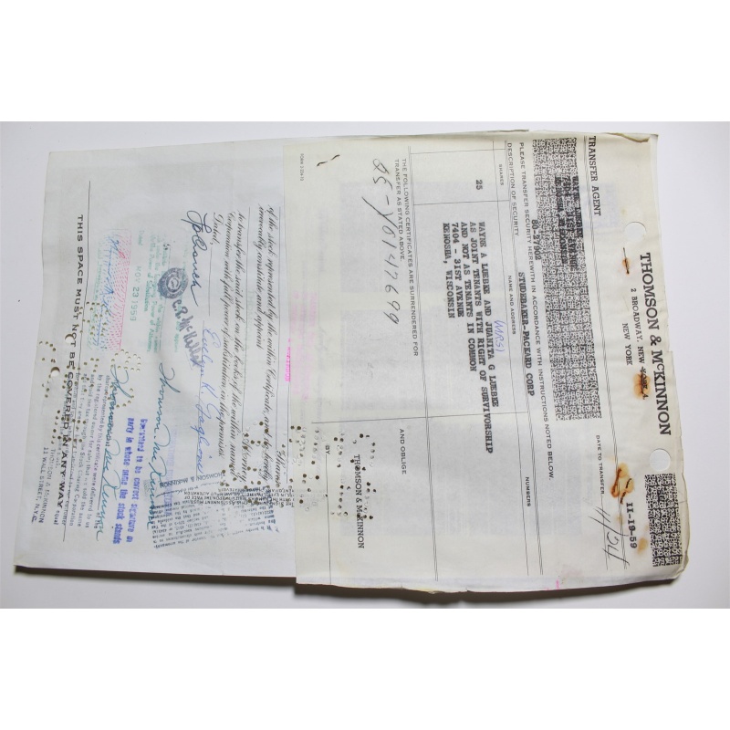 1959 Studebaker-Packard Corporation Stock Certificate 25 Shares Y0147699