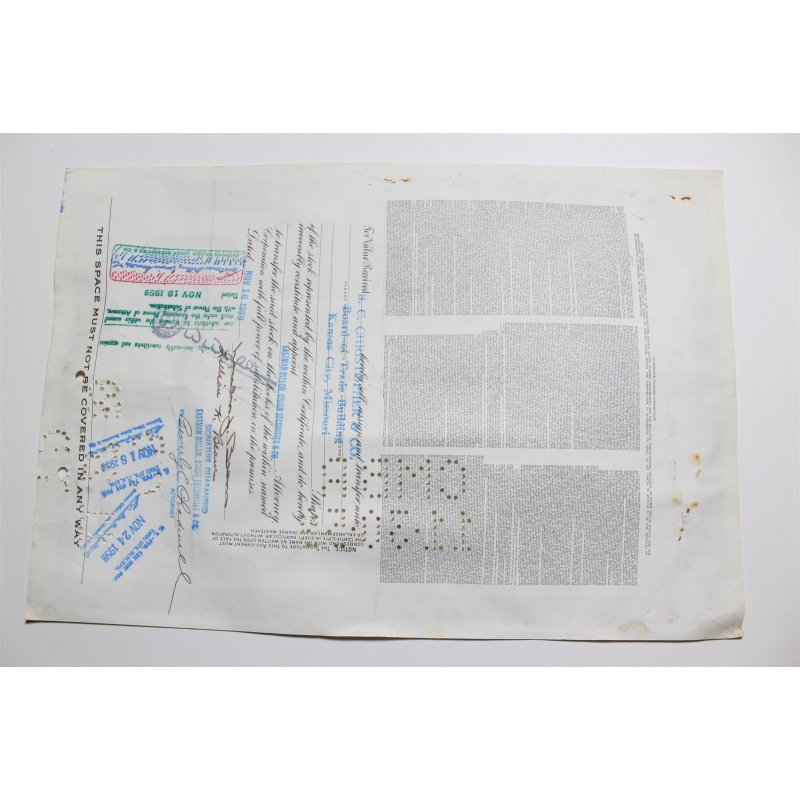 1959 Studebaker-Packard Corporation Stock Certificate 20 Shares Y0195050