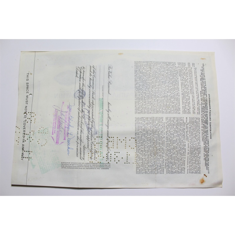 1959 Studebaker-Packard Corporation Stock Certificate 15 Shares Y027219