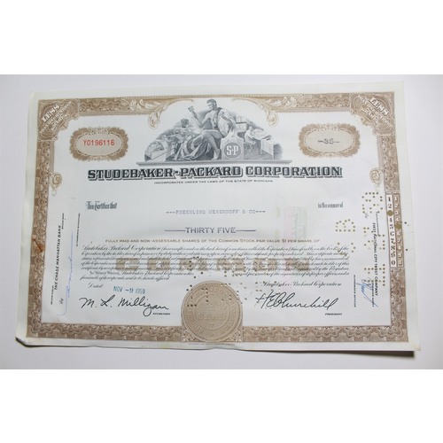 1959 Studebaker-Packard Corporation Stock Certificate 35 Shares Y0196116