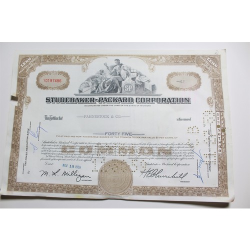 1959 Studebaker-Packard Corporation Stock Certificate 45 Shares Y0197486