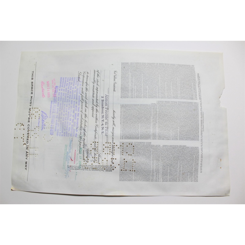 1959 Studebaker-Packard Corporation Stock Certificate 5 Shares Y0198484