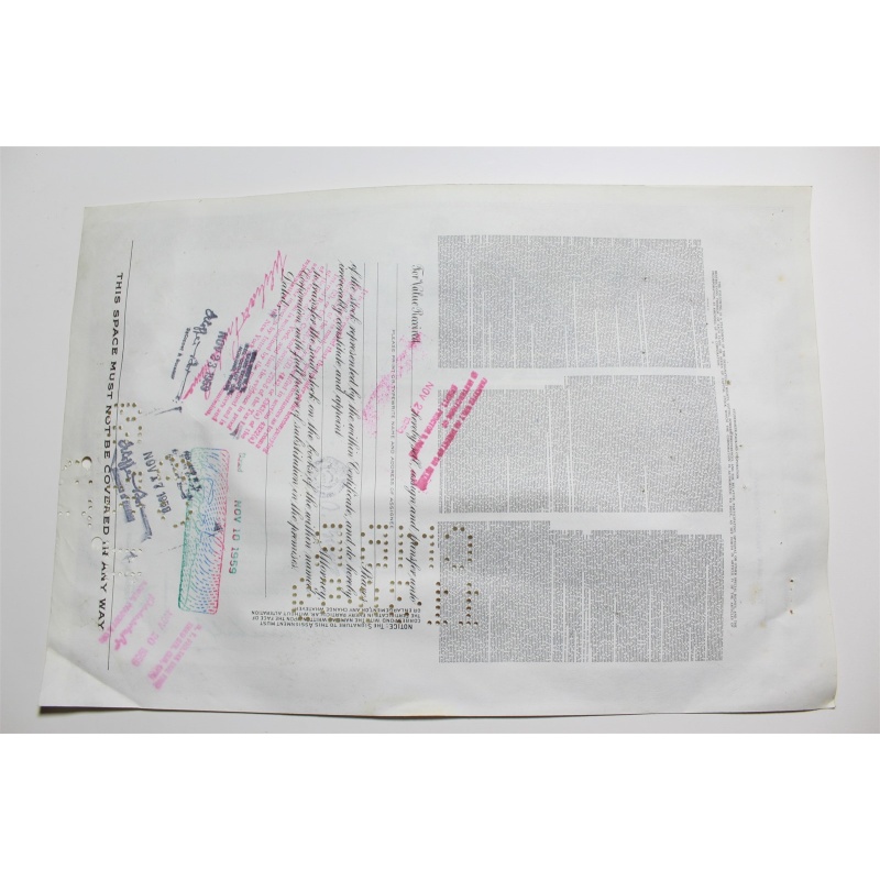 1959 Studebaker-Packard Corporation Stock Certificate 4 Shares Y0195196