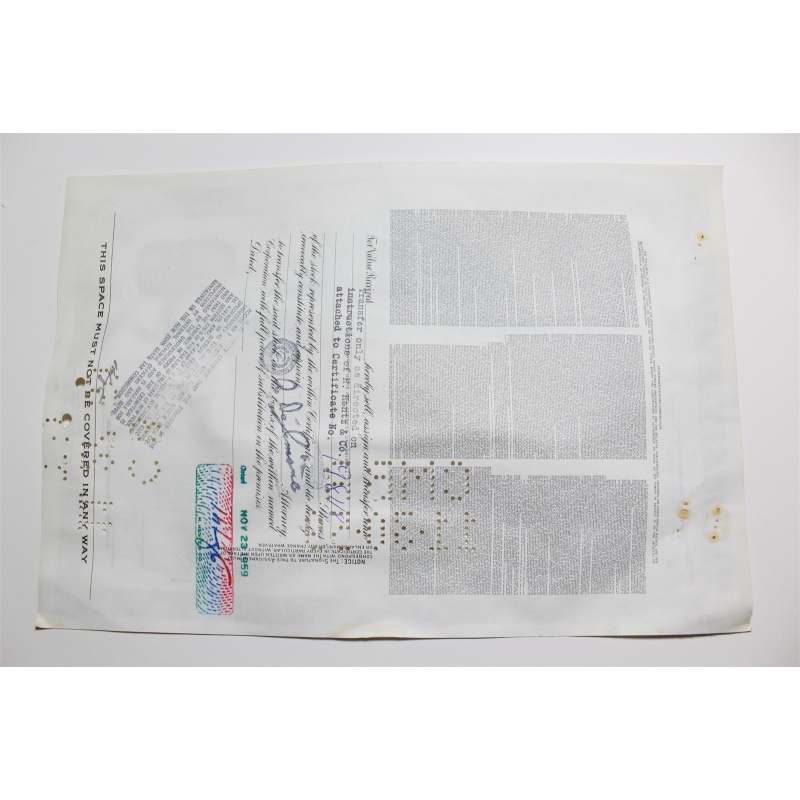 1959 Studebaker-Packard Corporation Stock Certificate 25 Shares Y0201947