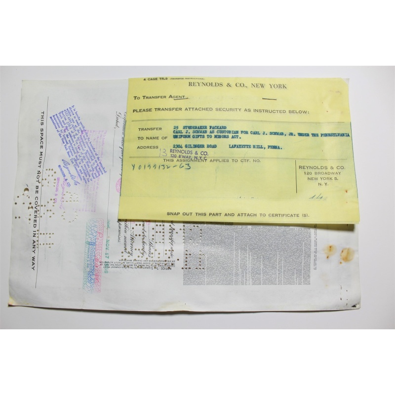 1959 Studebaker-Packard Corporation Stock Certificate 63 Shares Y0199132