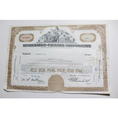 1959 Studebaker-Packard Corporation Stock Certificate 40 Shares Y0196639