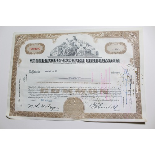 1959 Studebaker-Packard Corporation Stock Certificate 20 Shares Y0194090