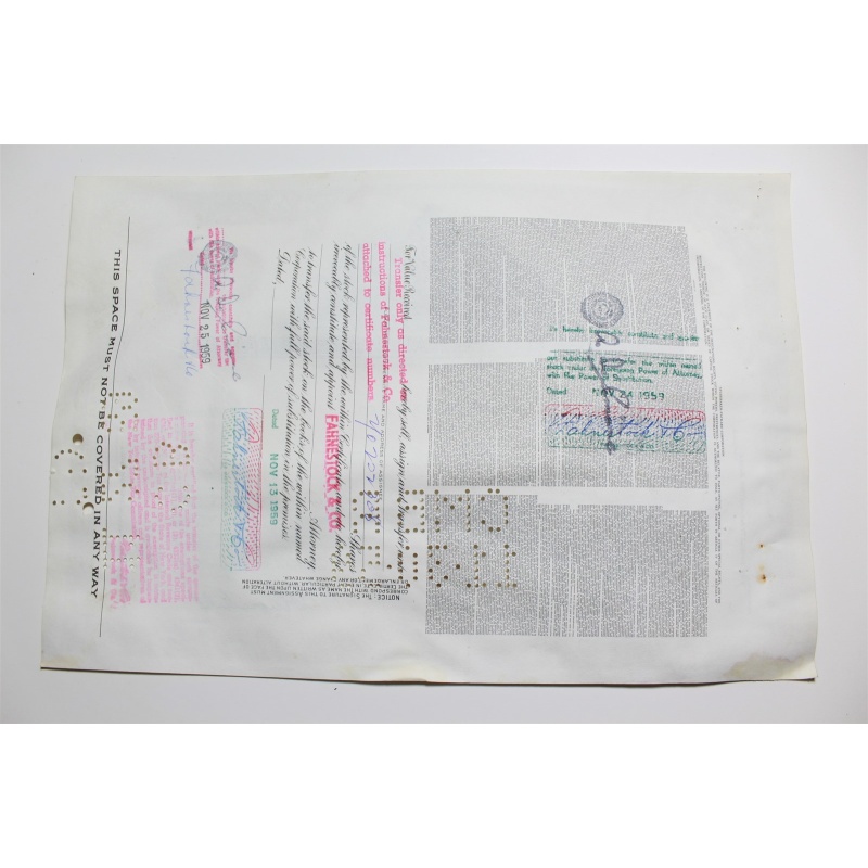 1959 Studebaker-Packard Corporation Stock Certificate 5 Shares Y0195828