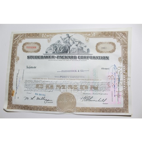 1959 Studebaker-Packard Corporation Stock Certificate 43 Shares Y0202308