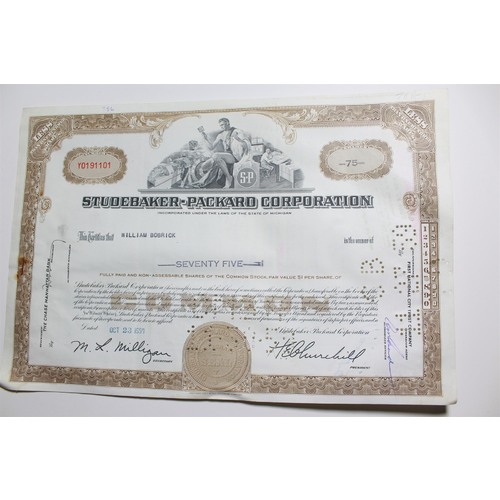 1959 Studebaker-Packard Corporation Stock Certificate 75 Shares Y0191101