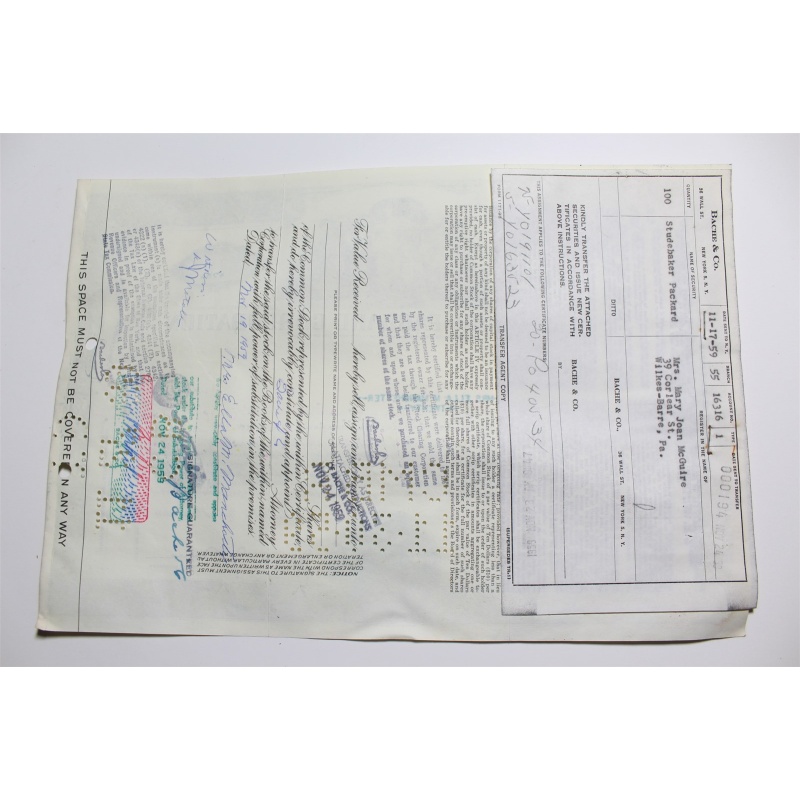 1959 Studebaker-Packard Corporation Stock Certificate 20 Shares P040534