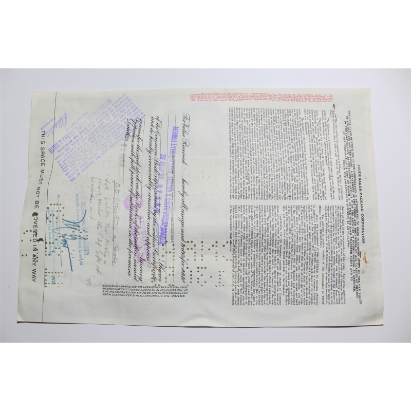 1959 Studebaker-Packard Corporation Stock Certificate 7 Shares Y0133158