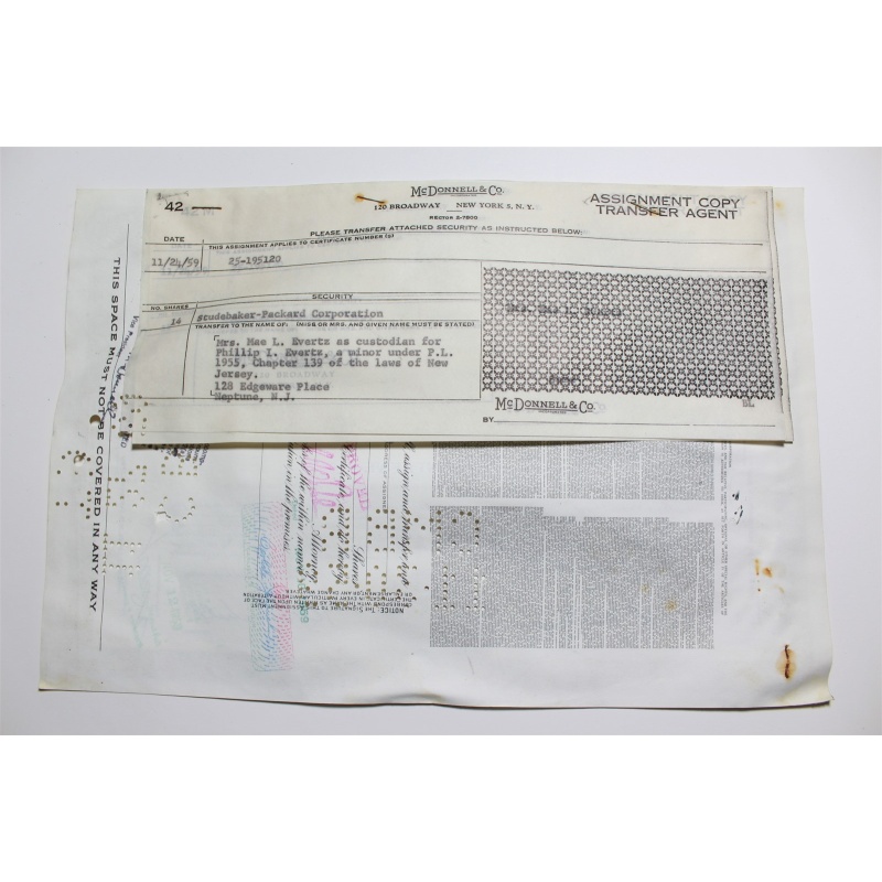 1959 Studebaker-Packard Corporation Stock Certificate 25 Shares Y0195120