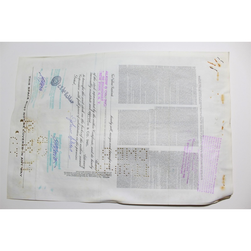 1959 Studebaker-Packard Corporation Stock Certificate 25 Shares Y0199833