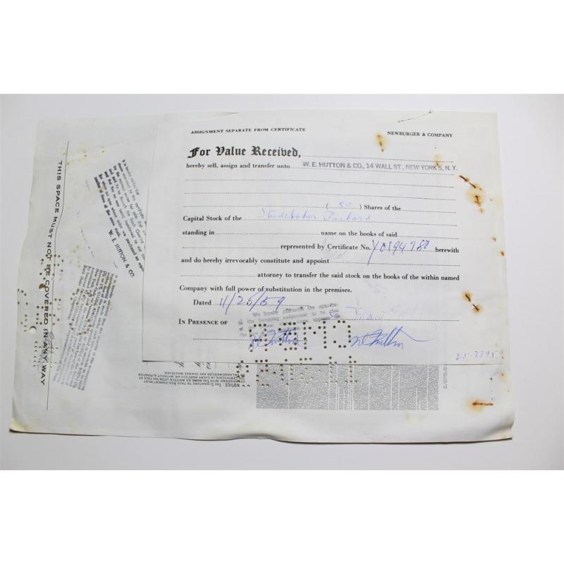 1959 Studebaker-Packard Corporation Stock Certificate 50 Shares Y0194780