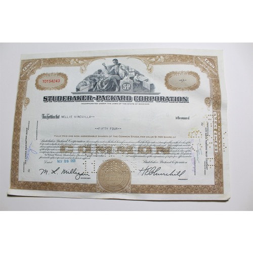 1959 Studebaker-Packard Corporation Stock Certificate 54 Shares Y0154243