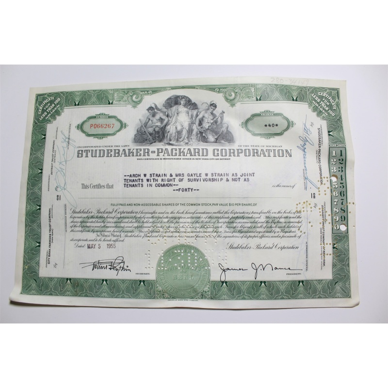 1959 Studebaker-Packard Corporation Stock Certificate 40 Shares P066267