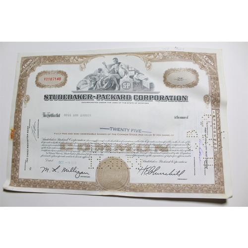 1959 Studebaker-Packard Corporation Stock Certificate 25 Shares Y0187148