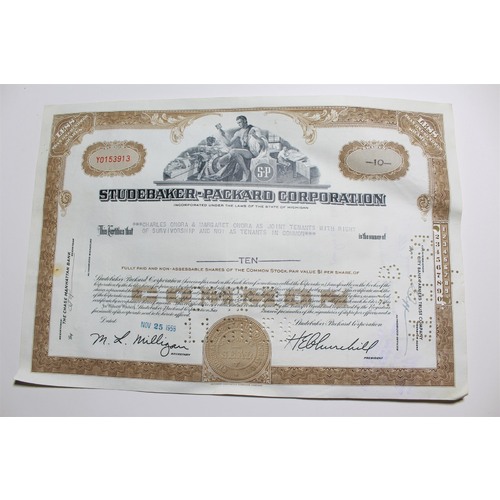 1959 Studebaker-Packard Corporation Stock Certificate 10 Shares Y0153913