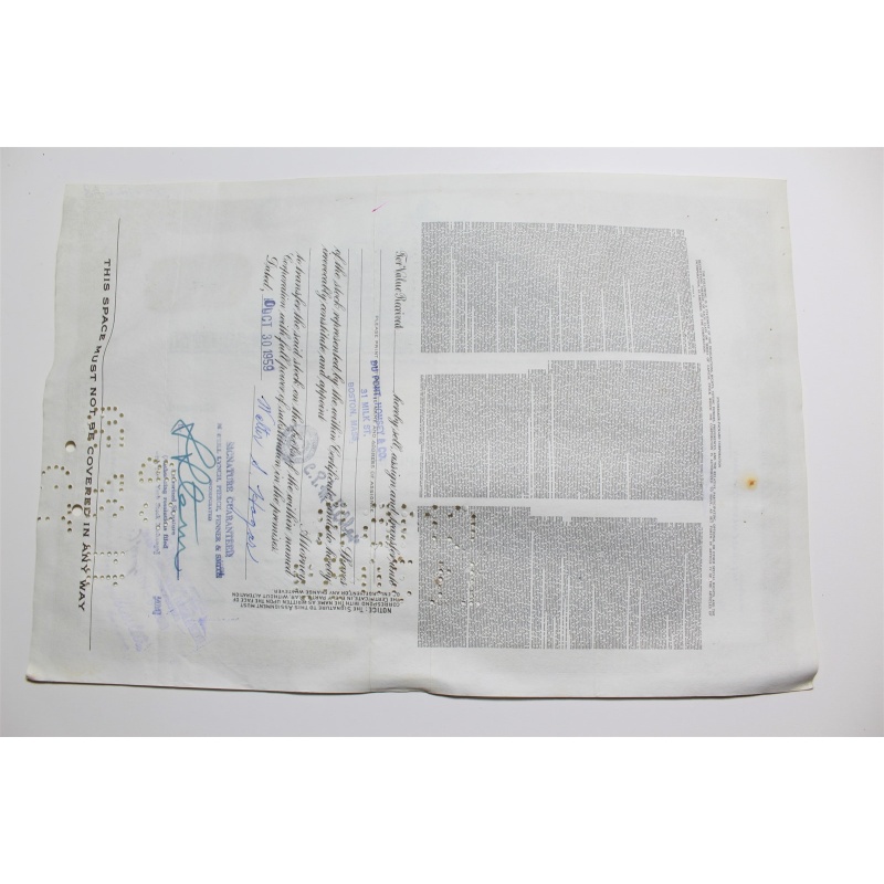 1959 Studebaker-Packard Corporation Stock Certificate 5 Shares Y0150922