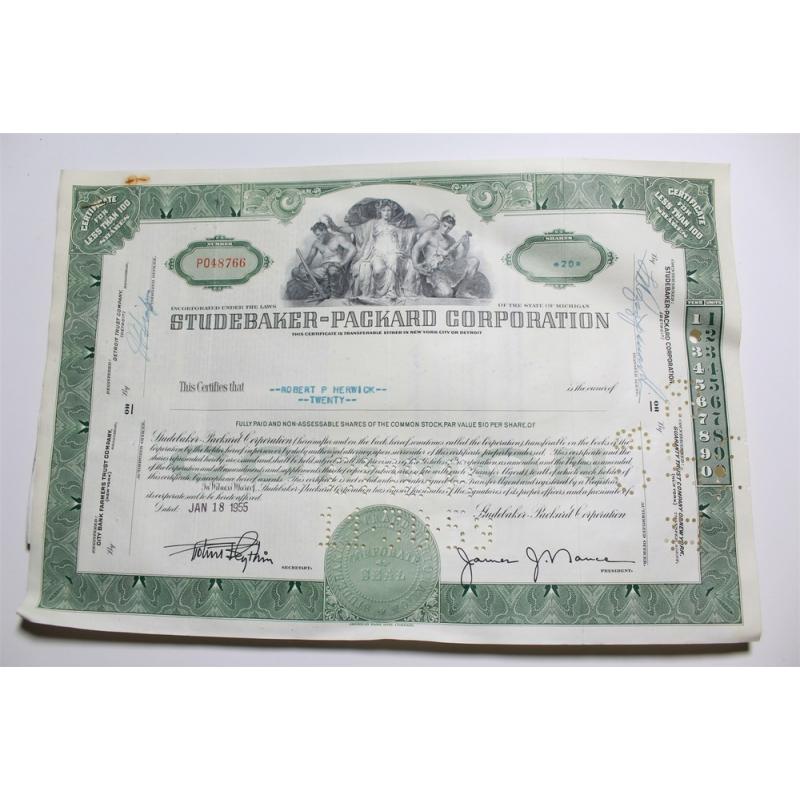 1959 Studebaker-Packard Corporation Stock Certificate 20 Shares P048766