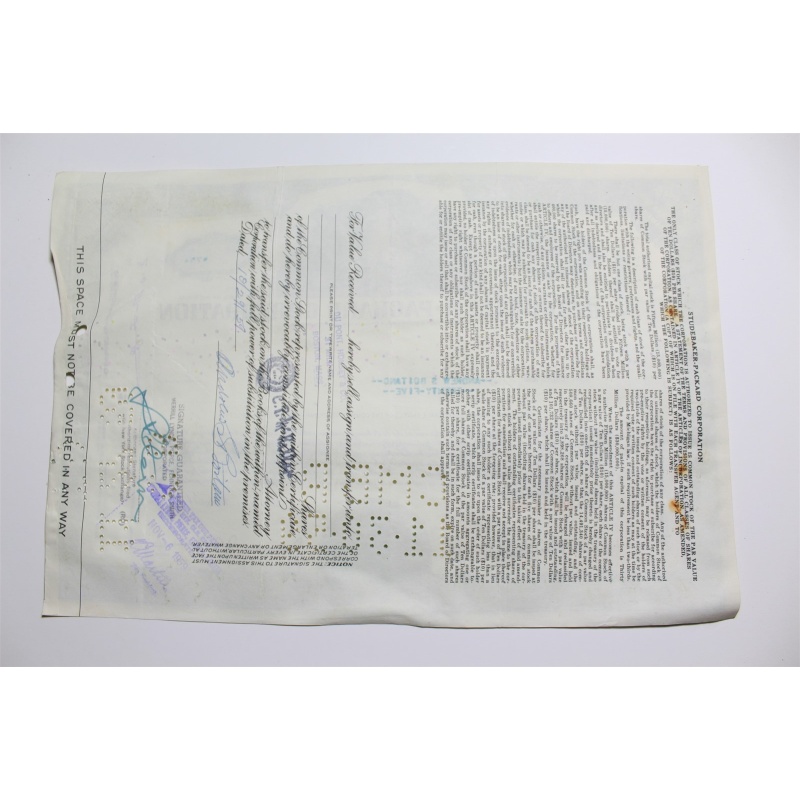 1959 Studebaker-Packard Corporation Stock Certificate 25 Shares P027604