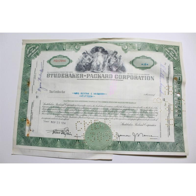 1959 Studebaker-Packard Corporation Stock Certificate 15 Shares P017086