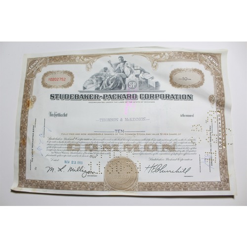 1959 Studebaker-Packard Corporation Stock Certificate 10 Shares Y0202752