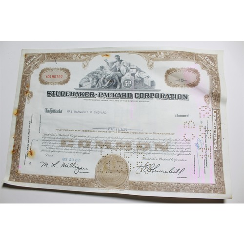 1959 Studebaker-Packard Corporation Stock Certificate 15 Shares Y0190797
