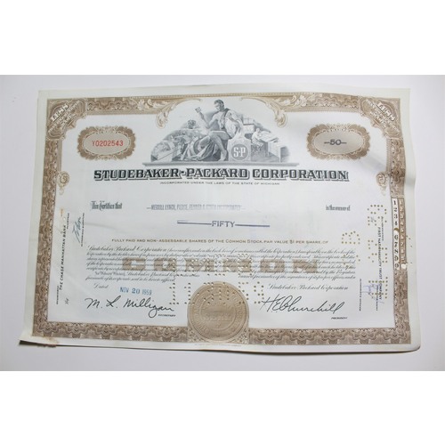 1959 Studebaker-Packard Corporation Stock Certificate 50 Shares Y0202543