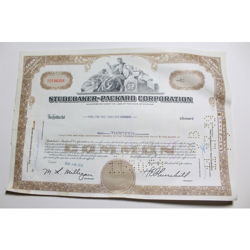 1959 Studebaker-Packard Corporation Stock Certificate 13 Shares Y0196358