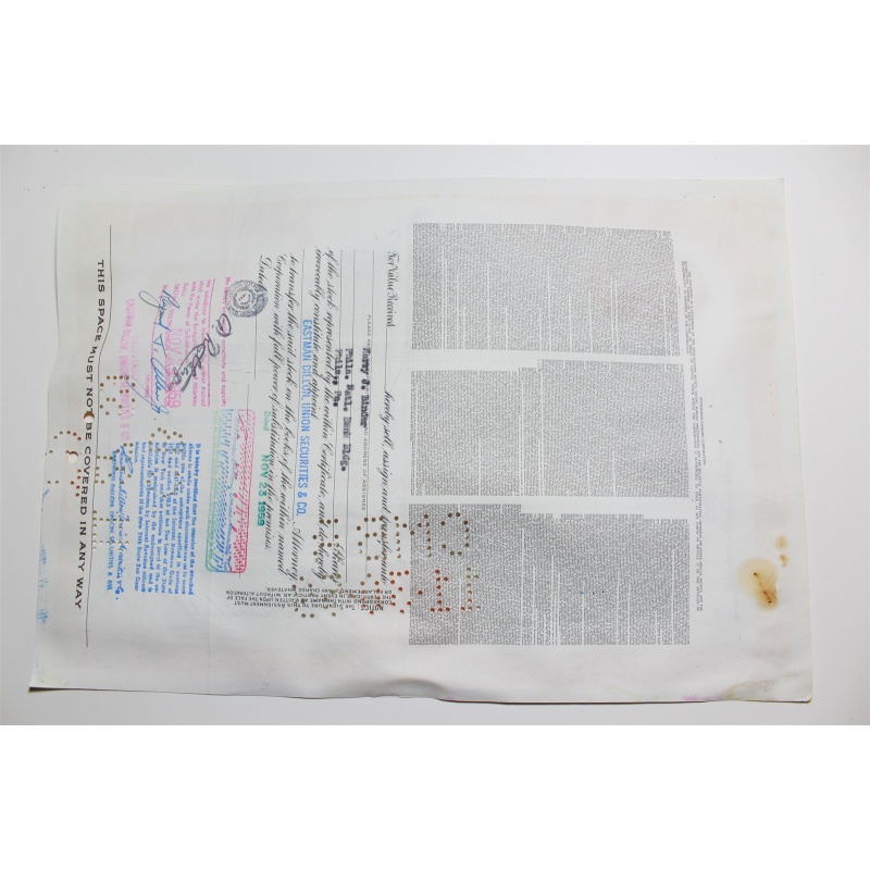 1959 Studebaker-Packard Corporation Stock Certificate 25 Shares P01934