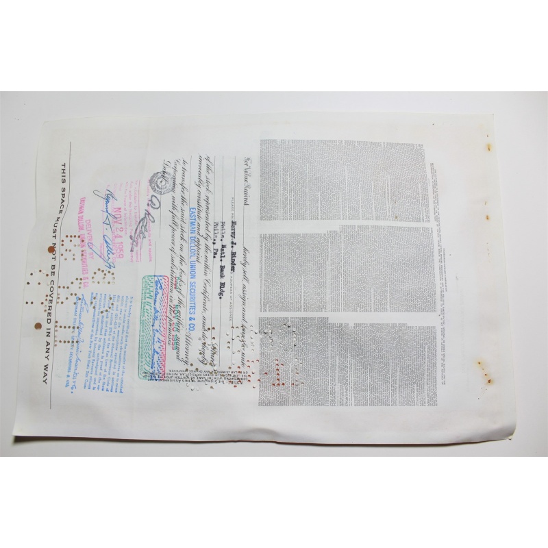 1959 Studebaker-Packard Corporation Stock Certificate 10 Shares P01834