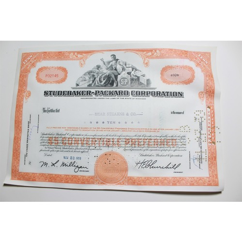 1959 Studebaker-Packard Corporation Stock Certificate 10 Shares P02145