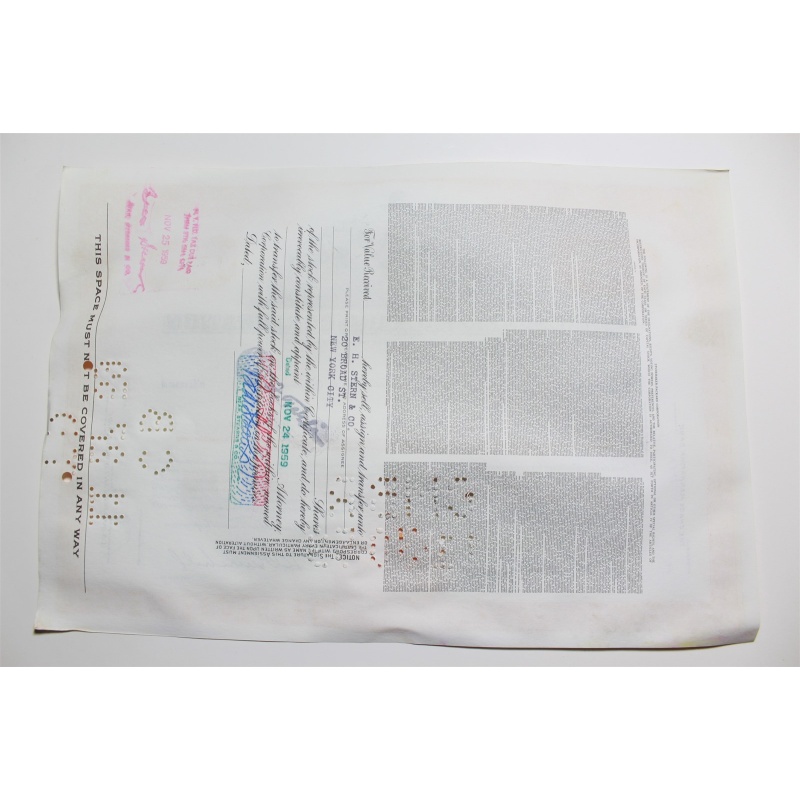 1959 Studebaker-Packard Corporation Stock Certificate 10 Shares P02165