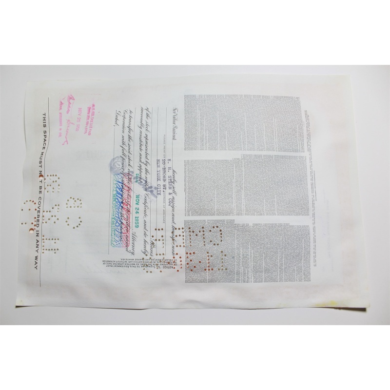 1959 Studebaker-Packard Corporation Stock Certificate 10 Shares P02166