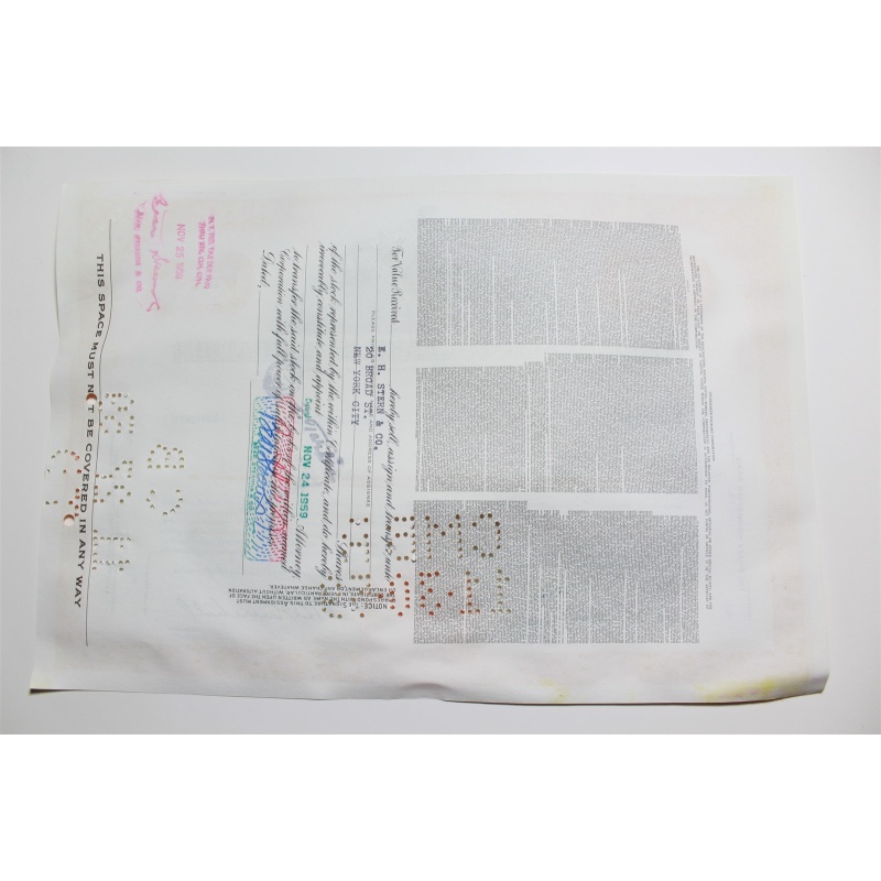 1959 Studebaker-Packard Corporation Stock Certificate 10 Shares P02169